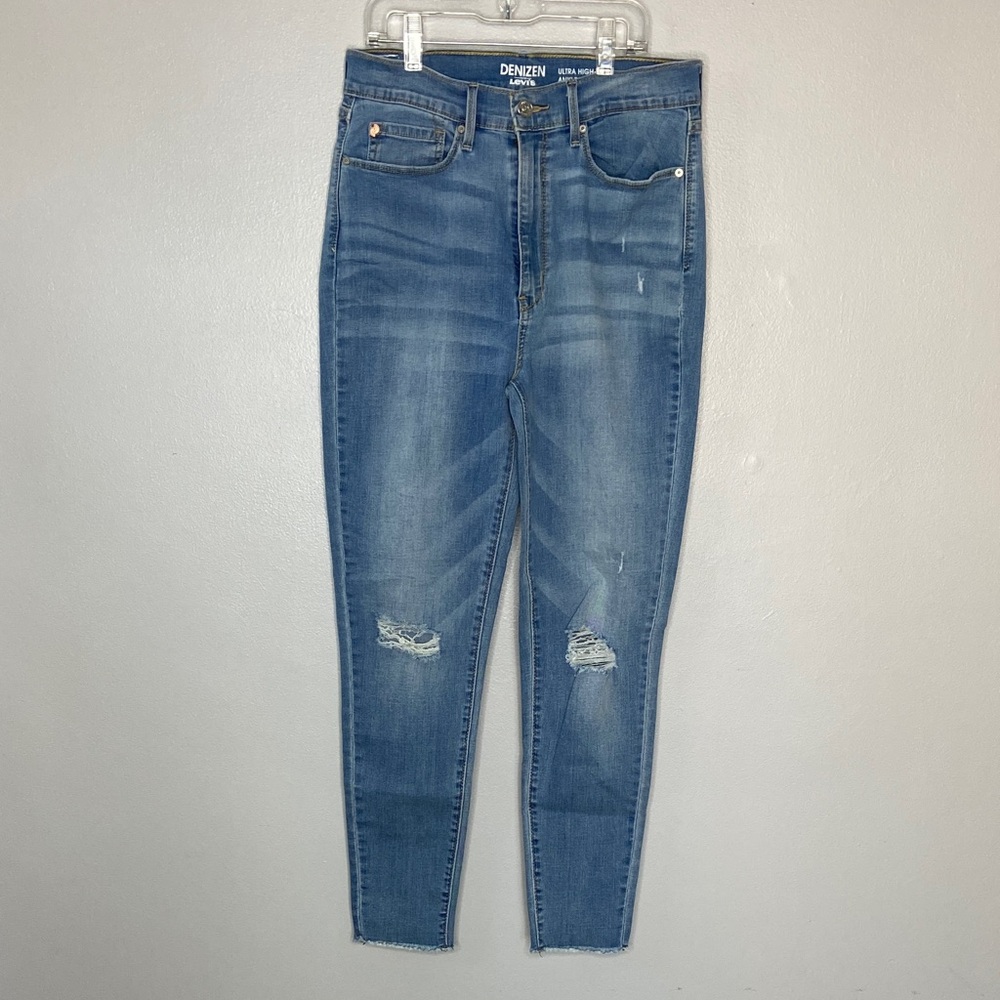 Denizen from Levi's Women's Distressed Skinny Jeans - Light Blue